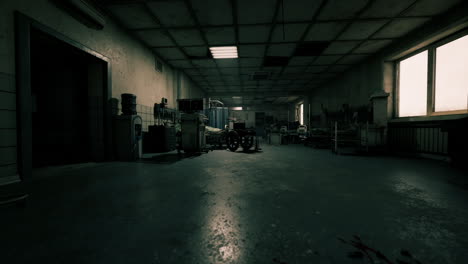 abandoned hospital room with empty wheelchair and dim lighting in daylight