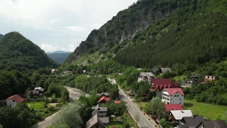 aerial view of charming lepsa: mountain town amidst romanian peaks