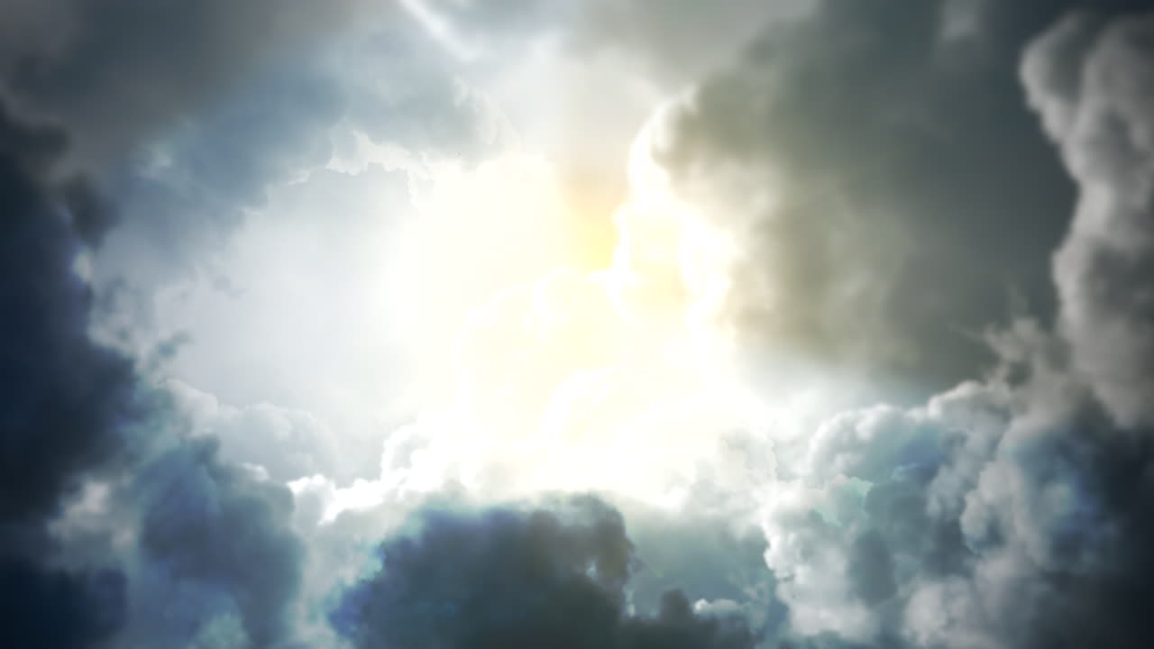 fondo cinematográfico con nublado y sol con cámara de movimiento