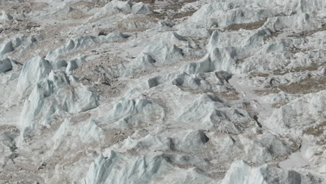 drone captures the majestic khumbu glacier at everest base camp, nepal