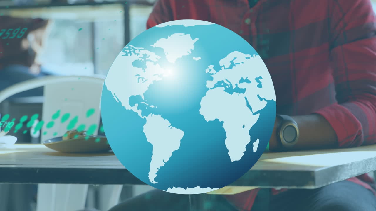 아프리카계 미국인의 중간 부분에 대한 그래프와 지구의 애니메이션