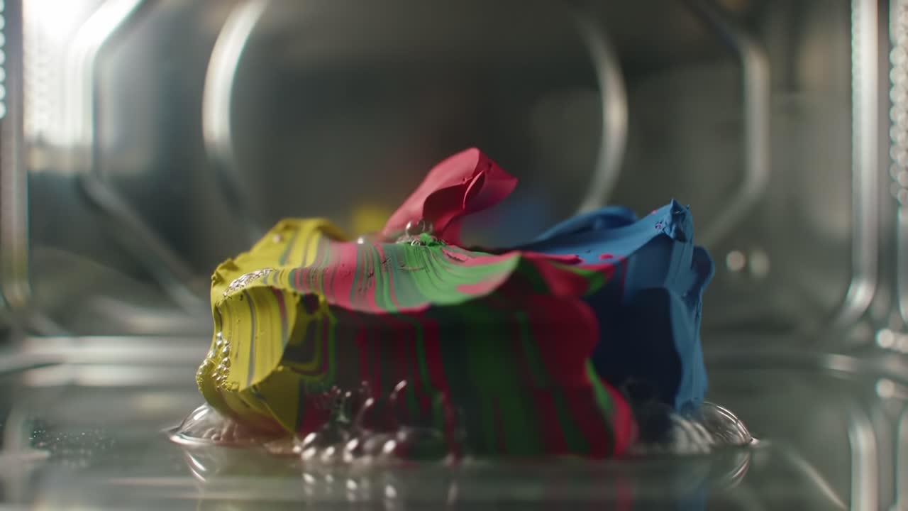 Creative Melting Process of Colorful Plastic in Microwave Kitchen Experiment