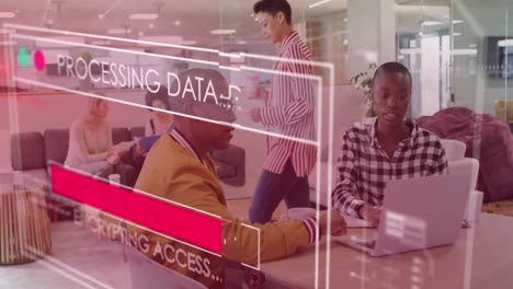 animación del procesamiento de datos sobre diversas personas de negocios en la oficina