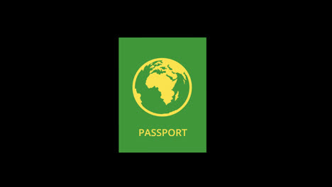 A-green-passport-with-a-globe-icon-concept-loop-animation-video-with-alpha-channel