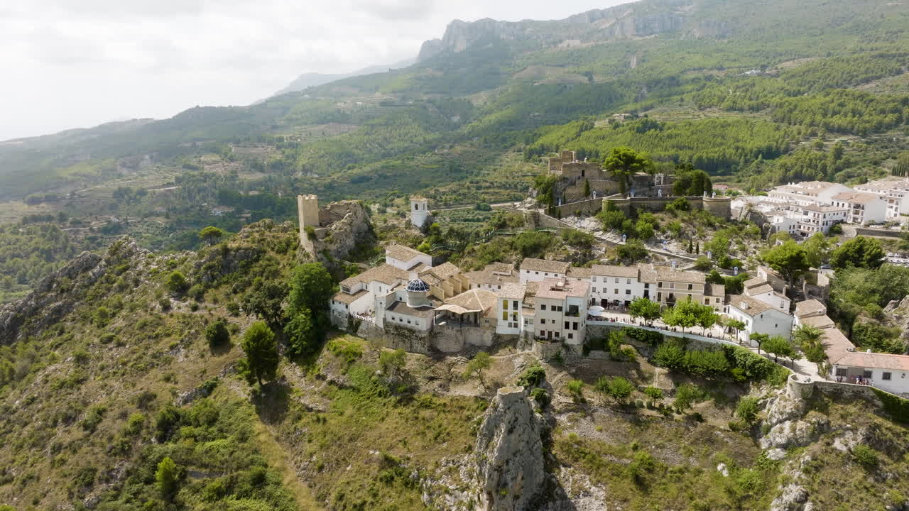 Aerial View of a Picturesque Mountain Village in Spain
