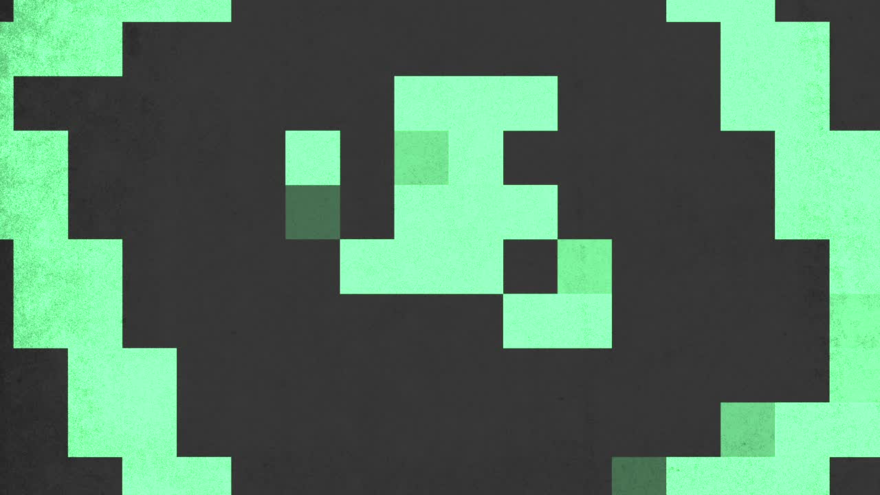 pixel art cara mezcla creativa de formas cuadradas negras y verdes