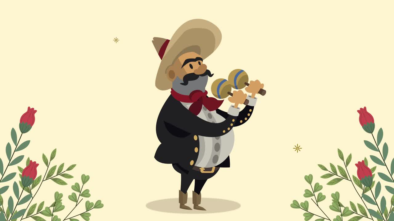 mariachi mexicano interpretando el personaje de maracas