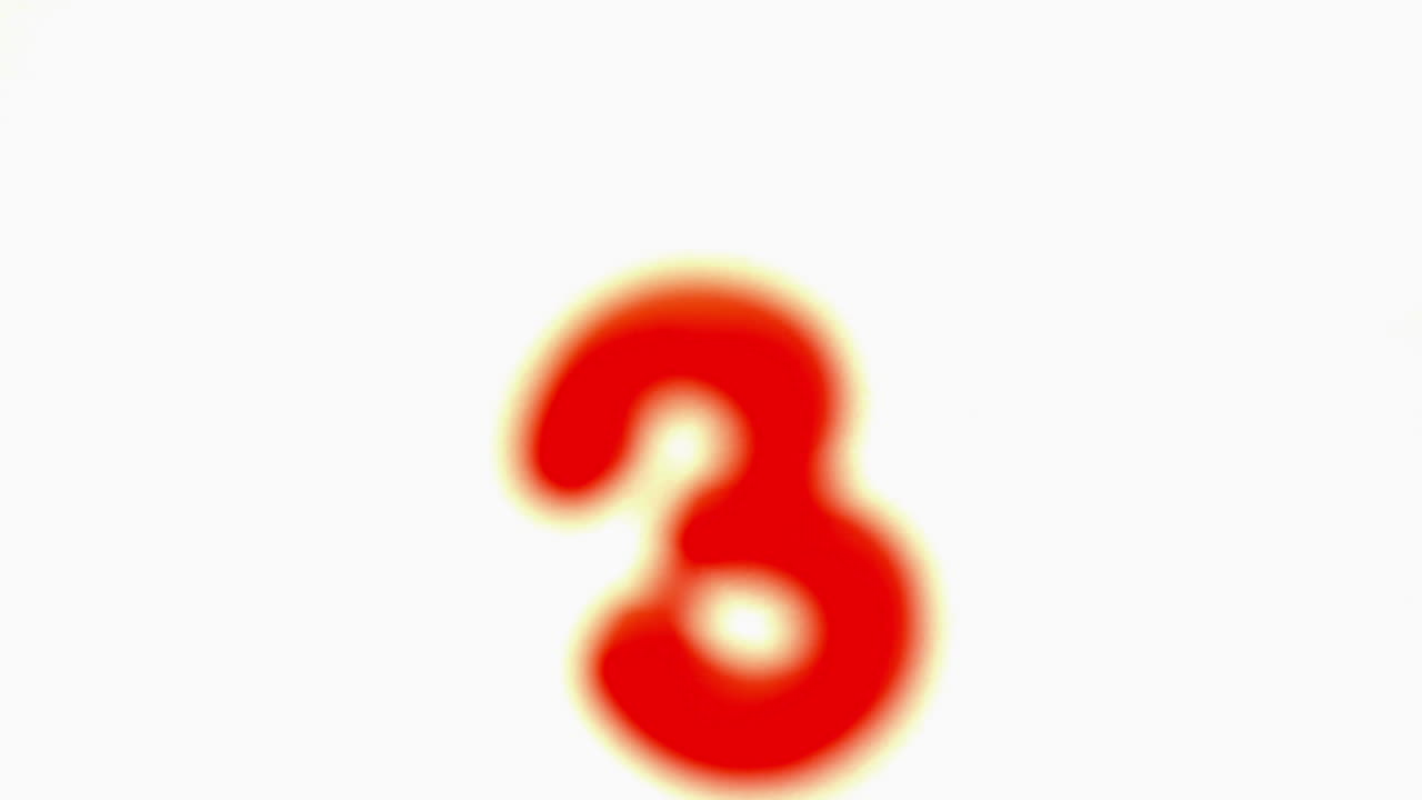 Red number three lifting off white background