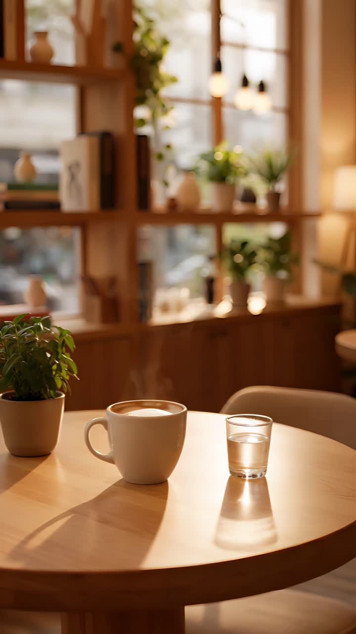Interno di caffè estetico con atmosfera accogliente 4K