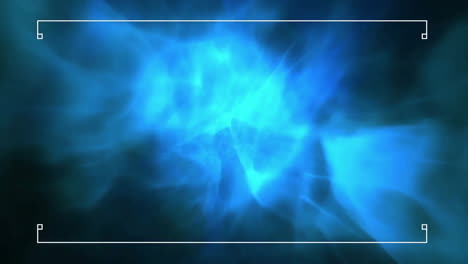 animation of white frame over blue shapes on black background