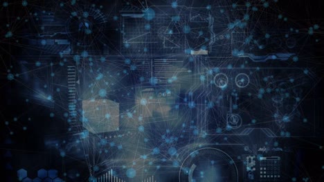 animación del procesamiento de datos sobre un fondo azul