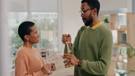 happy african couple, champagne