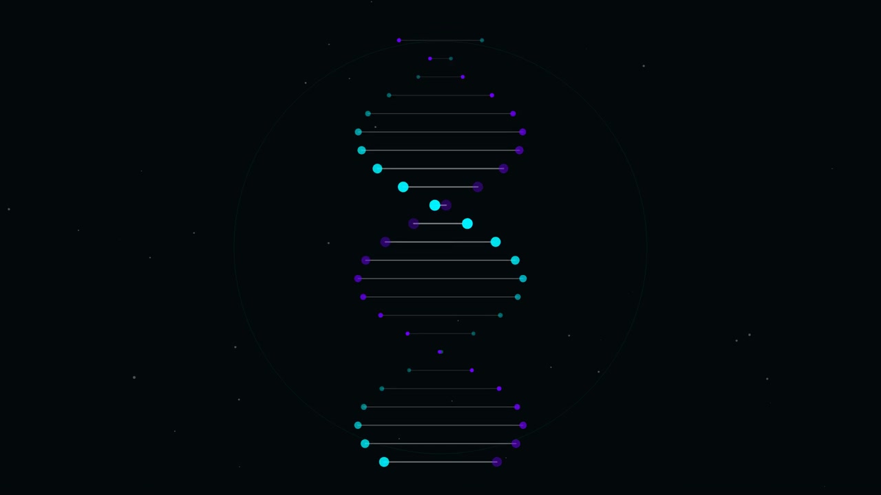 Animated DNA Helix Rotating on Dark Background