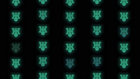 Pulsing-neon-green-Japan-icon-pattern