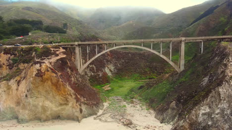 drone view of big sur and rocky creek bridge on state route 1 in california