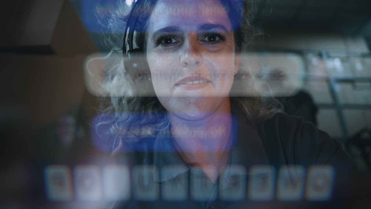 POV From Phone Screen Female Employee Using Smartphone Scrolling and Chatting in Social Networks