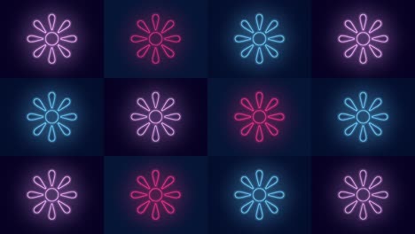 colorful summer flowers pattern with neon light