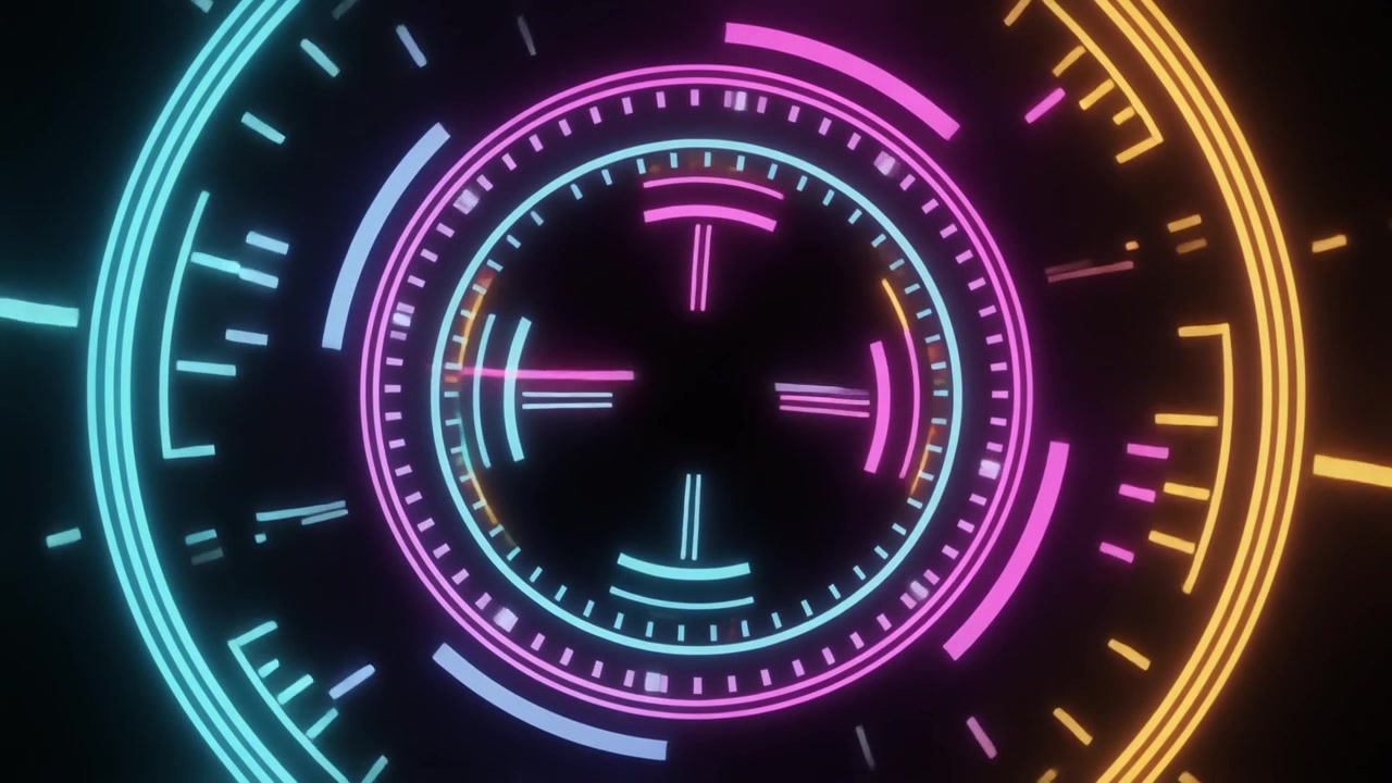 Futuristic Neon HUD Circular Interface Animation