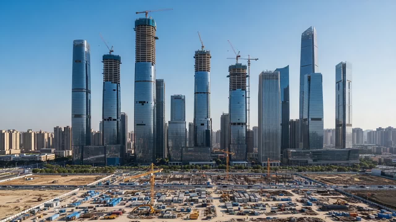 A Stunning View of Urban Development: Majestic Skyscrapers Under ...