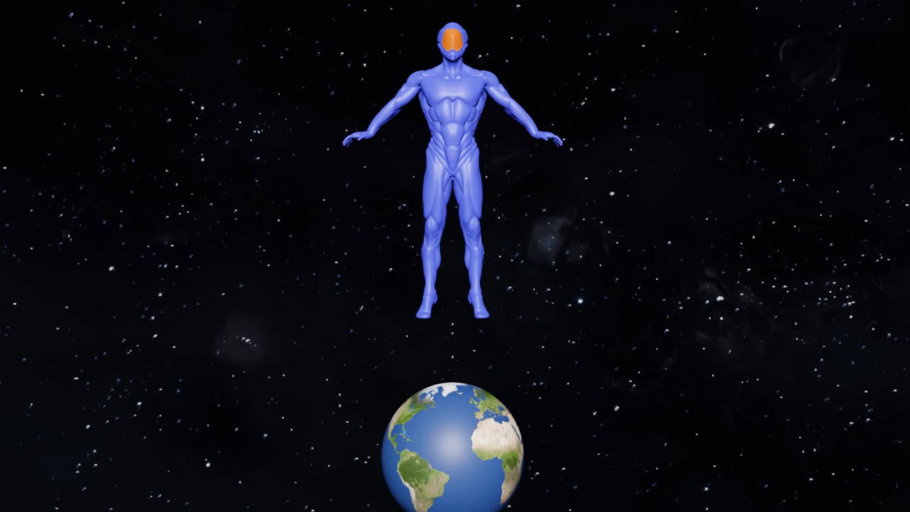 Blue Man Blessing Earth .Glob 