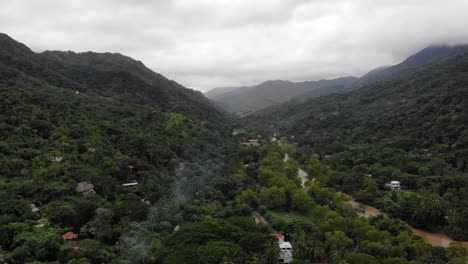 drone shot over the jungle in yelapa, mexico