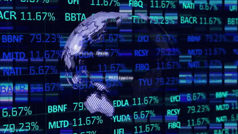 Animación-Del-Procesamiento-De-Datos-Financieros-Sobre-El-Mundo-Sobre-Fondo-Negro