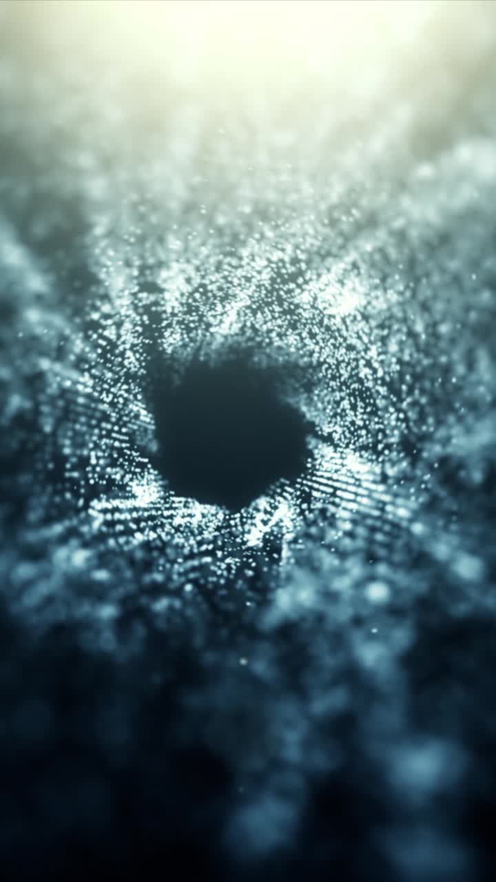 Abstract Glowing Particles Swirling into a Digital Vortex