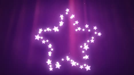 estrella brillante de luces de hadas sobre un fondo púrpura