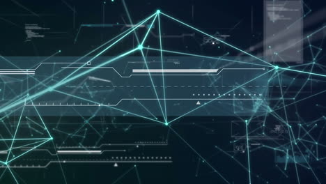 Animation of network of connections and statistics recording over data processing
