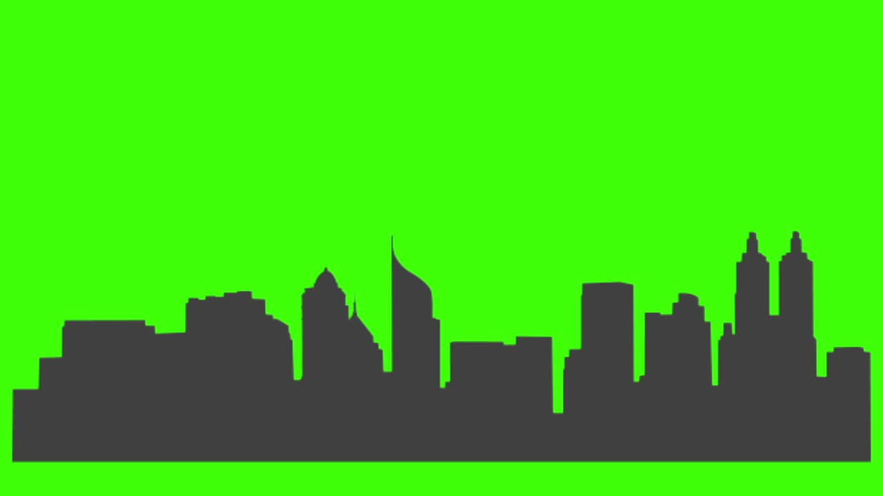 silhouette of Jakarta city icon popping up on the green screen