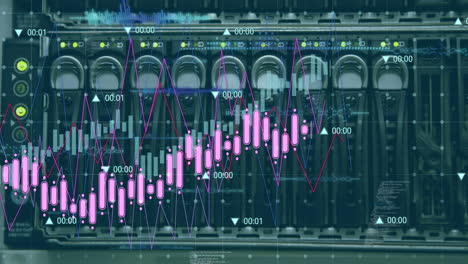 animación del procesamiento de datos digitales a través de servidores informáticos