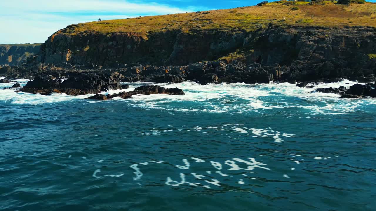 Aerial view of seascape along the vast beach on the South Coast during summer