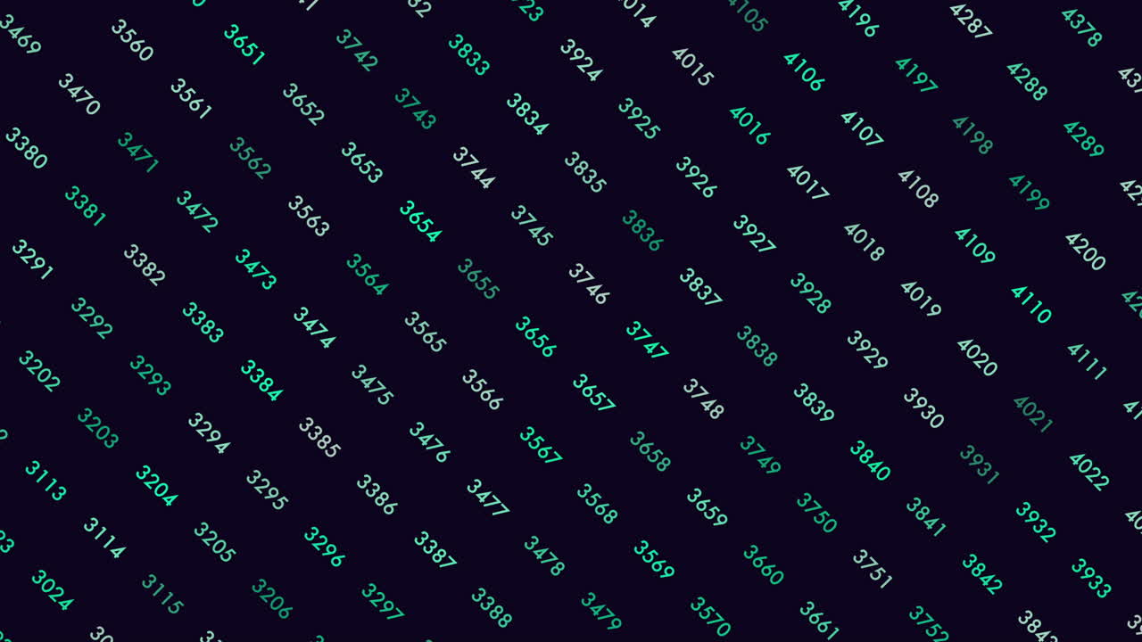 Random green numbers pattern in rows