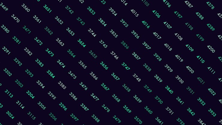 Random green numbers pattern in rows