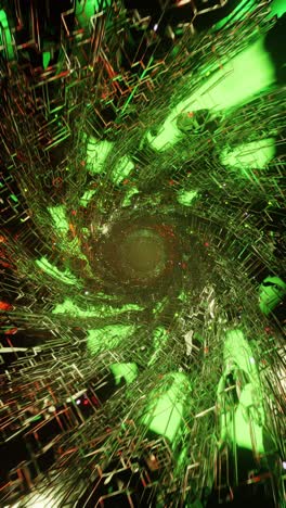 flying inside data cables. the green tunnel. vertical looped video