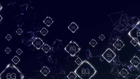 animazione della rete di connessioni con testo 6g su forme