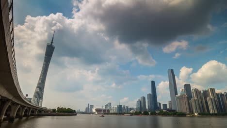 night illuminated guangzhou city canton tower main square panorama 4k time lapse china