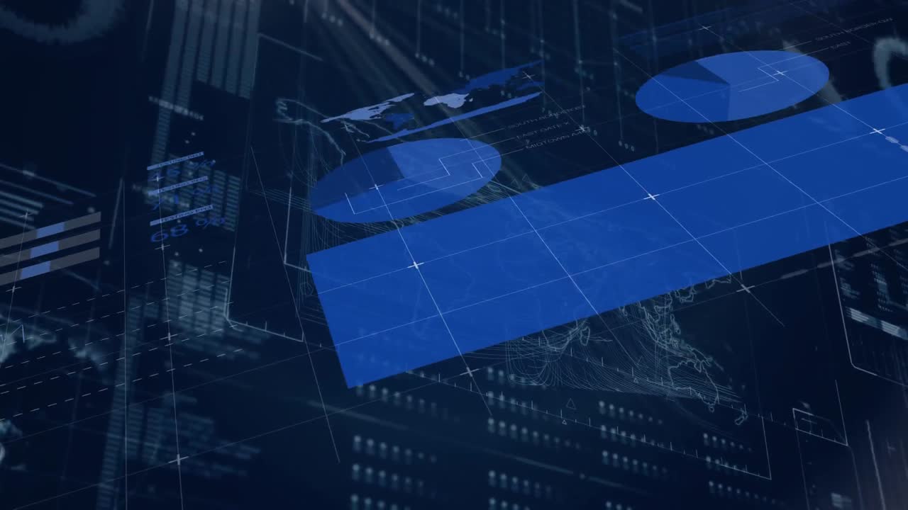 Animation of data processing in blue background