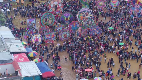 Flying-over-famous-Sumpango-Kite-Event-All-Saint's-Day,-aerial