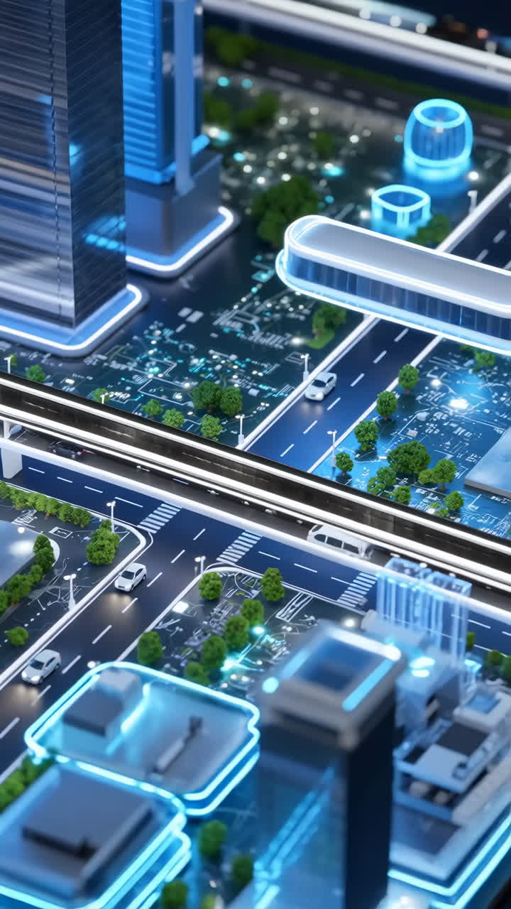 Città intelligente futuristica costruita su un circuito stampato