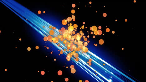 animation of yellow spots over neon blue lines