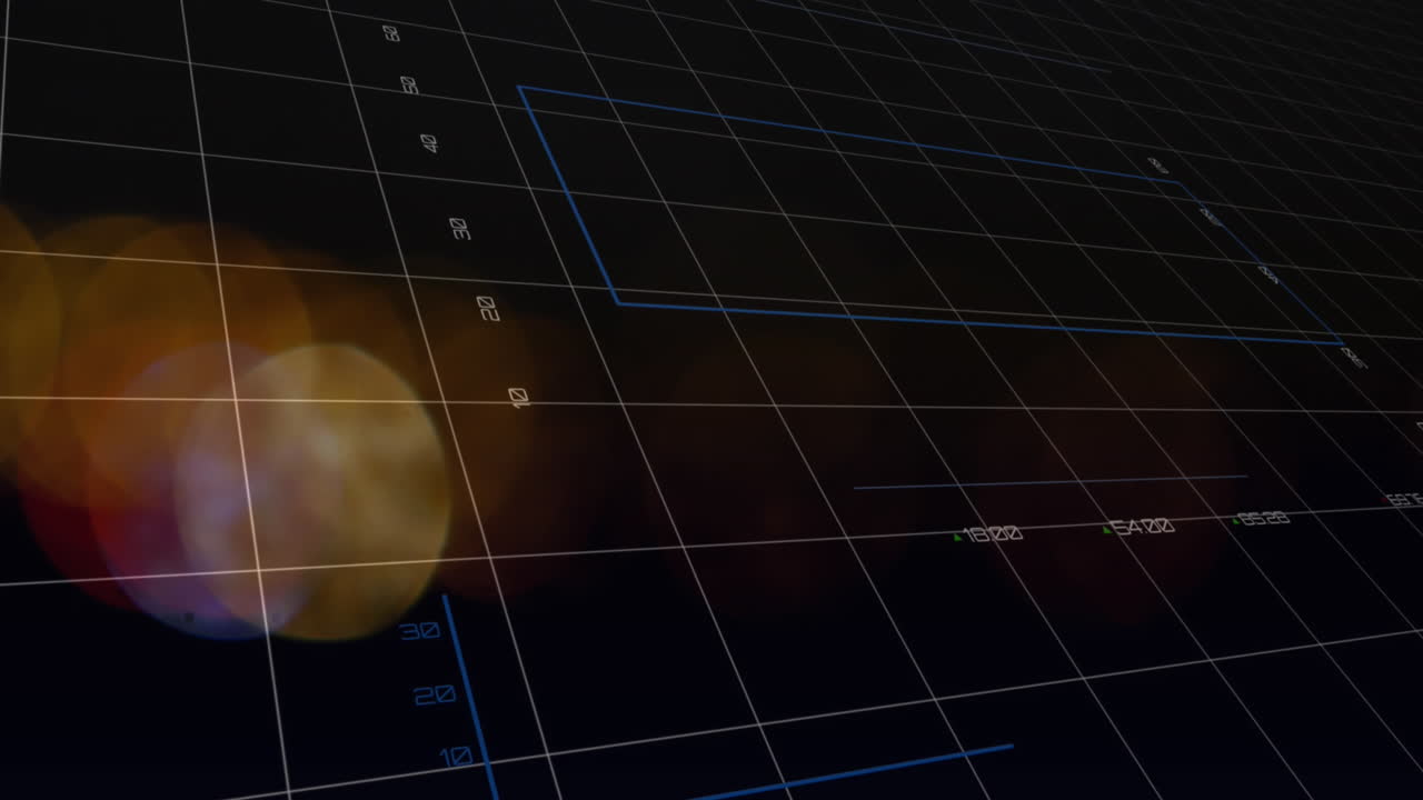 다중 그래프의 애니메이션, 변하는 숫자, 움직이는 흐릿한 차량 위의 로딩 서클