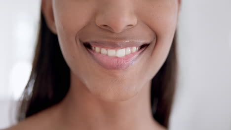 Blanqueamiento-Dental,-Mujer-Y-Rostro-Con-Primer-Plano