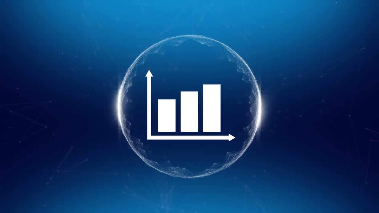 Animation of statistics over globe on blue background