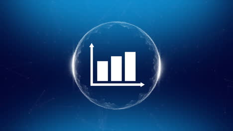 animation of statistics over globe on blue background