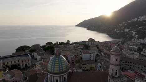 salerno italy aerial over the duomo at sunset