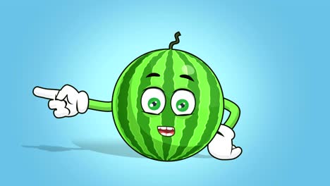 cartoon watermelon face animation left side pointer speak with luma matte