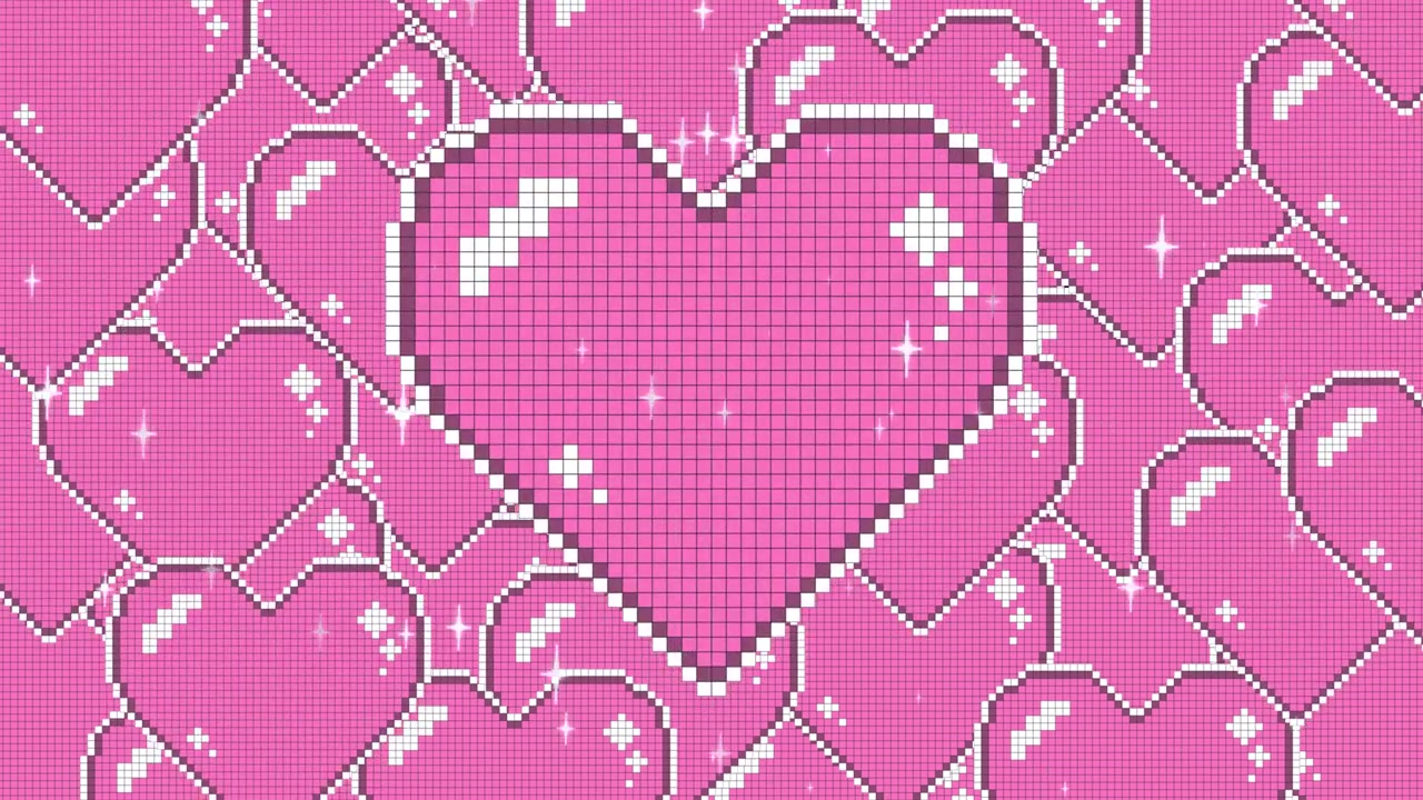 Pixelated Pink Hearts