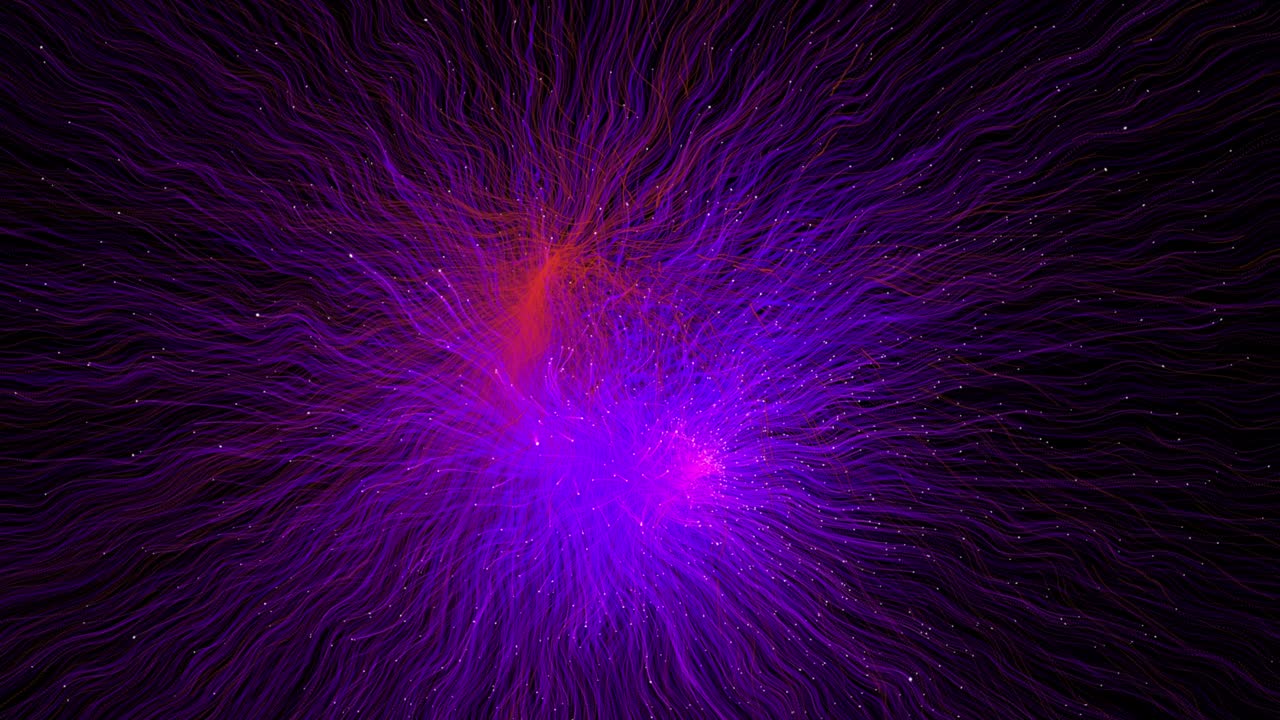 4k en bucle resumen resplandor rosa púrpura red red energía malla caos rayas fondo futurista de la línea de resplandecimiento remolino forma líneas curvas, tema abstracto de ciencia ficción ligera 3d con llamaradas rojas azules y ondas de línea de rayas misteriosas.