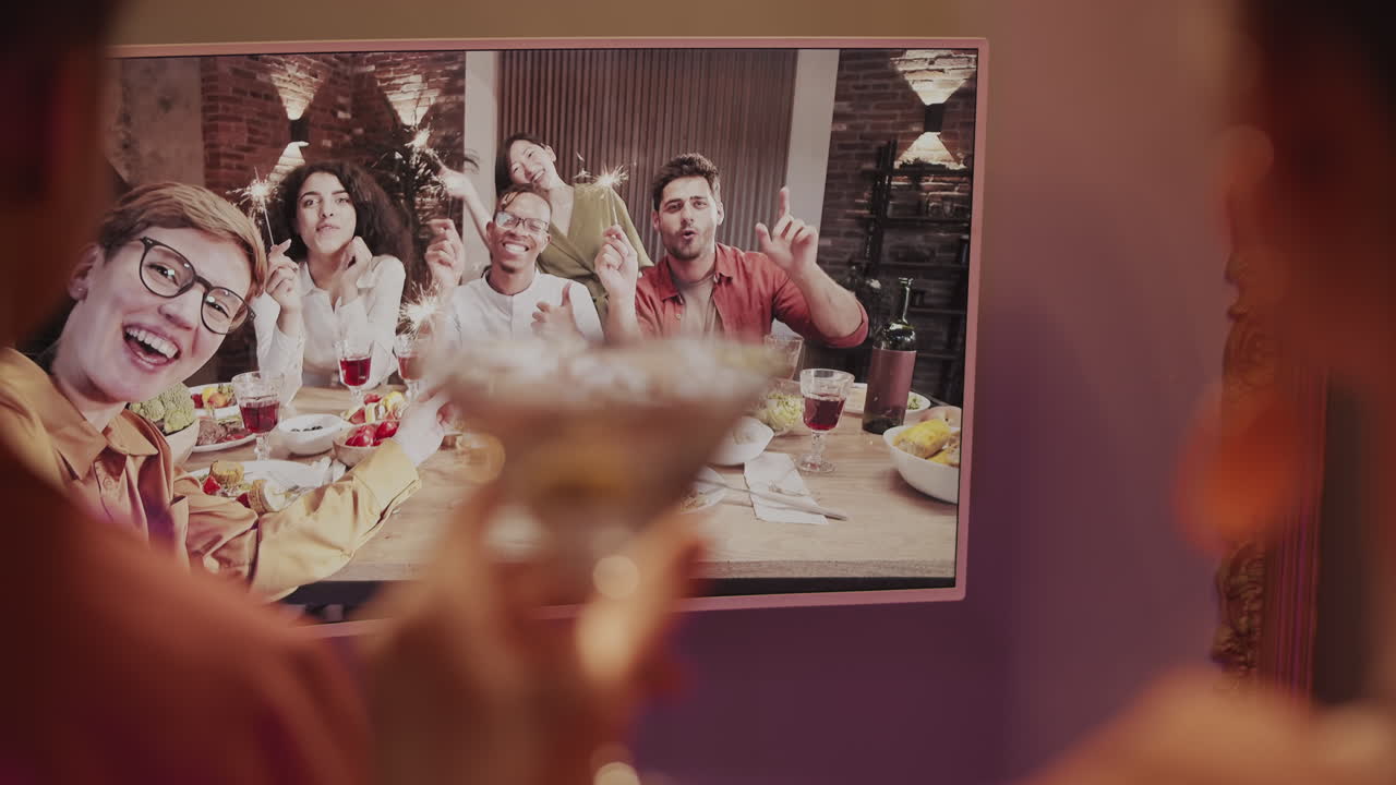 Young People Having Virtual Party with Friends